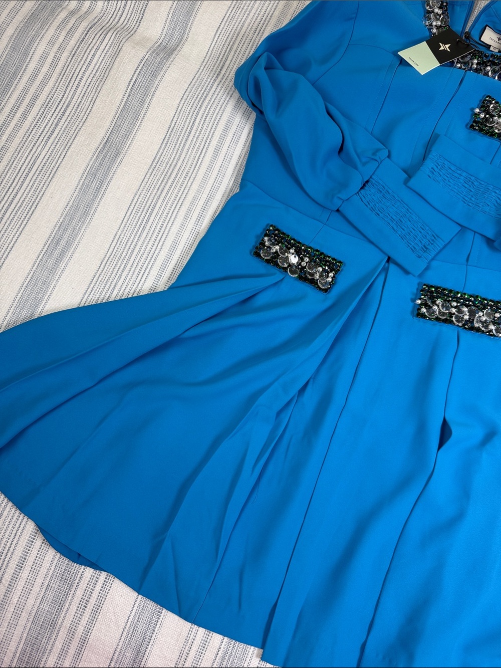 Tuckernuck Blue Crystal Embellished Pleated Dress NWT Medium - Picture 6 of 14